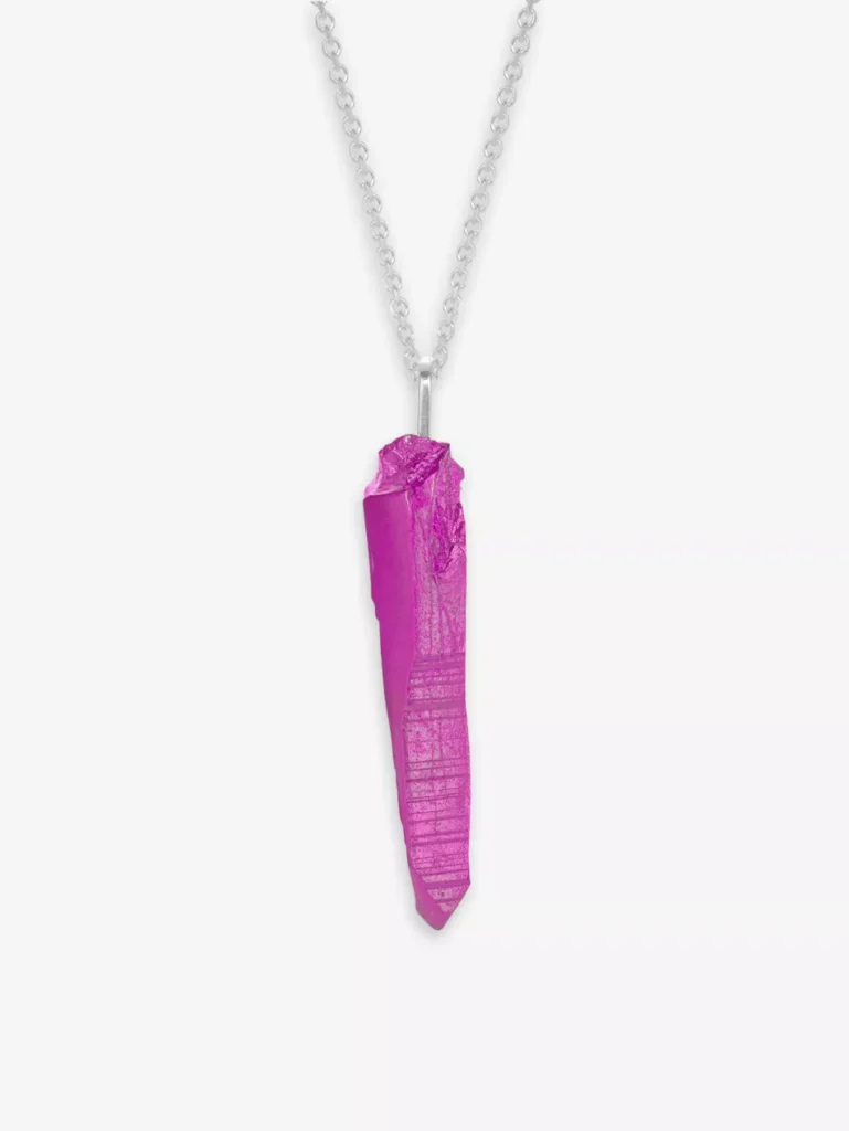 Fuchsia pink crystal pendant necklace on silver chain by LA MAISON COUTURE