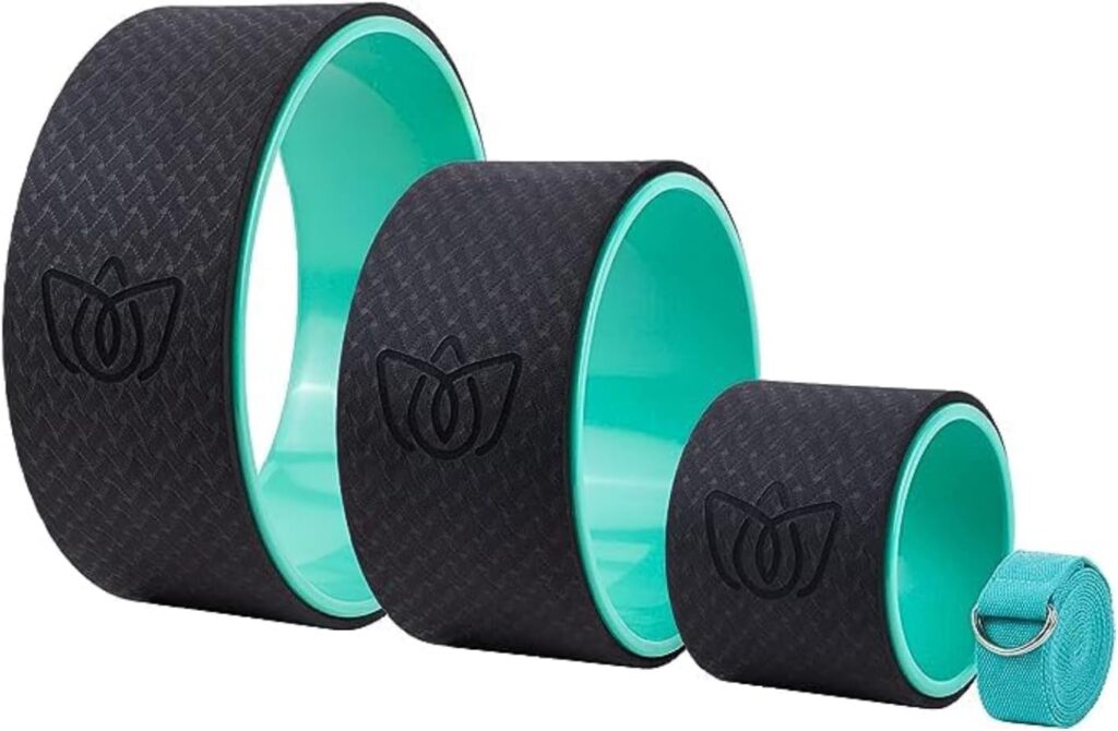 Set of three Florensi back roller wheels in black and turquoise, designed for spine alignment, muscle recovery, and deep tissue stretch.