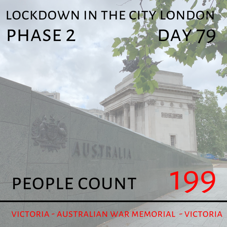 counted 199 people on my walk to australian war memorial in hyde park corner