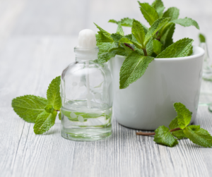 peppermint tea and essential oils