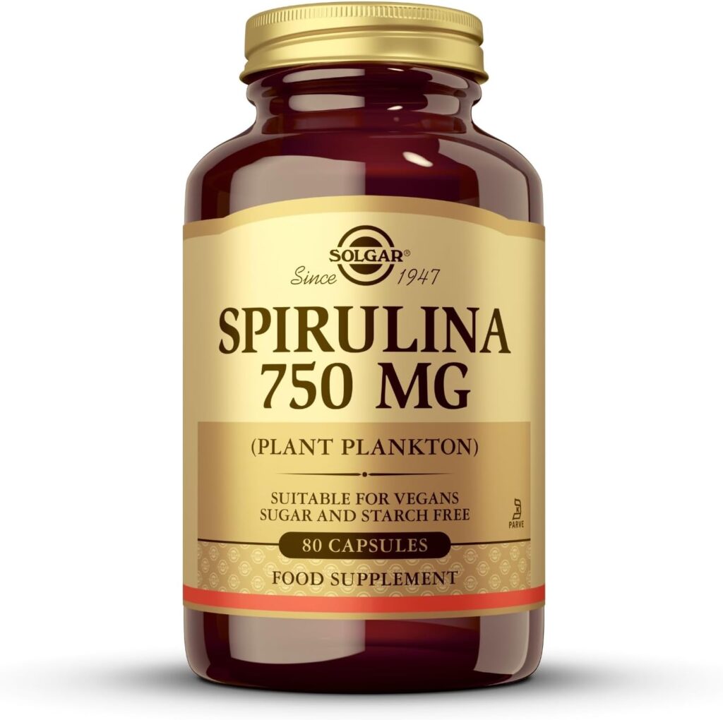Solgar Spirulina 750mg Tablets, 80 capsules, vegan supplement