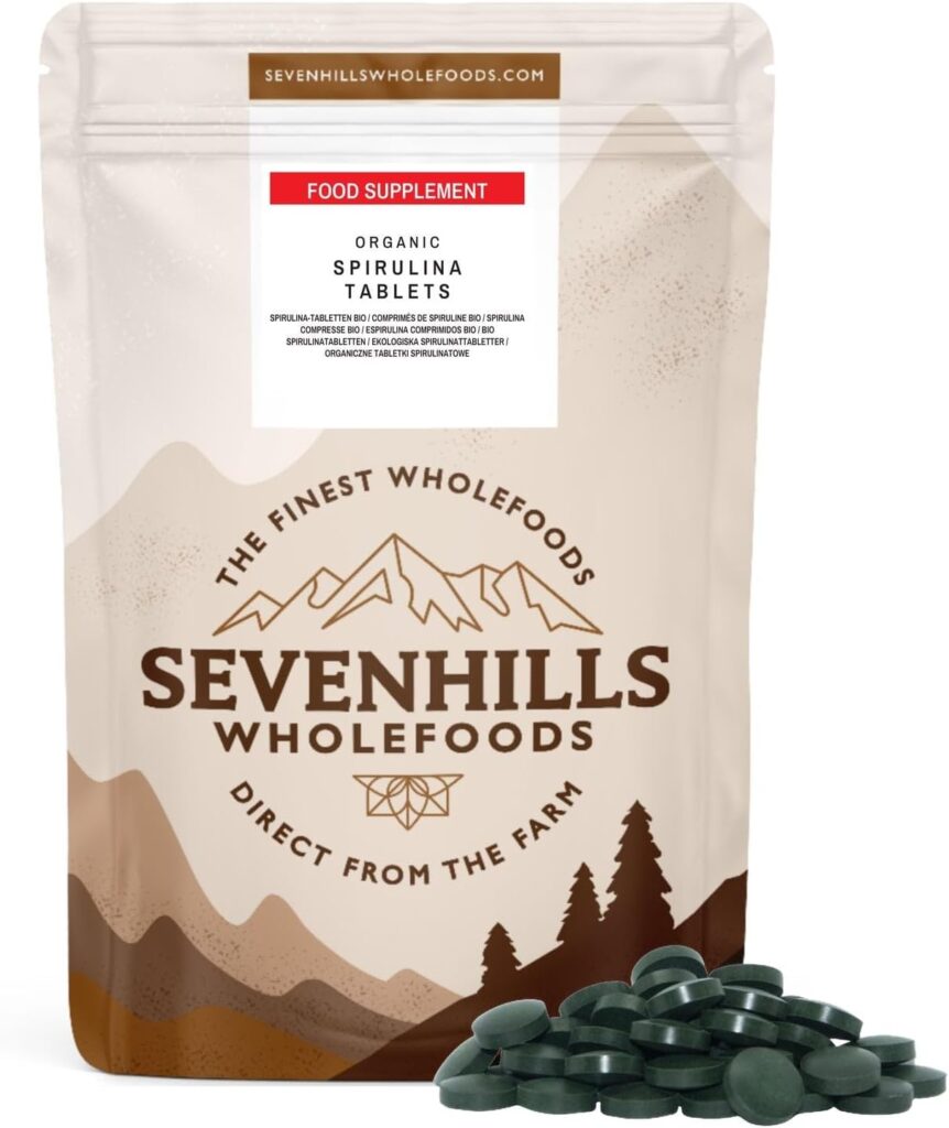 Sevenhills Wholefoods Organic Spirulina Tablets, food supplement pack