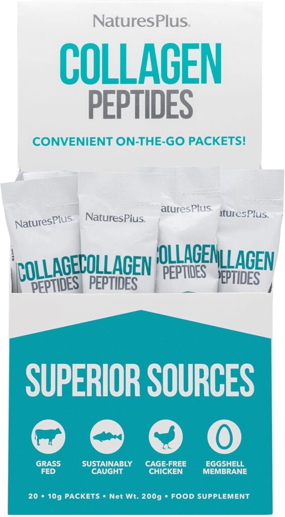 NaturesPlus Collagen Peptides sachets – 20 convenient travel packets of premium multi-source collagen
