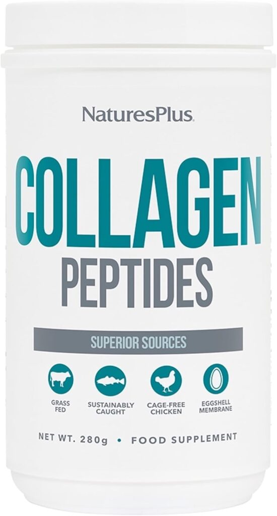 NaturesPlus Collagen Peptides powder supplement with grass-fed, sustainably sourced ingredients for skin and joint support
